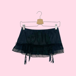 VICTORIA'S SECRET BLACK RUFFLE GARTER SKIRT (XS/S)