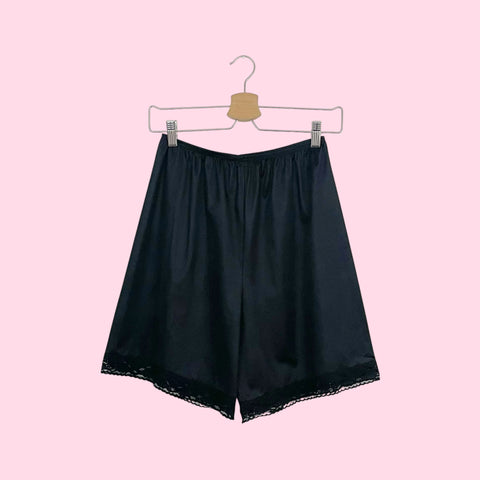 80S VANITY FAIR BLACK BLOOMER SHORTS (M)