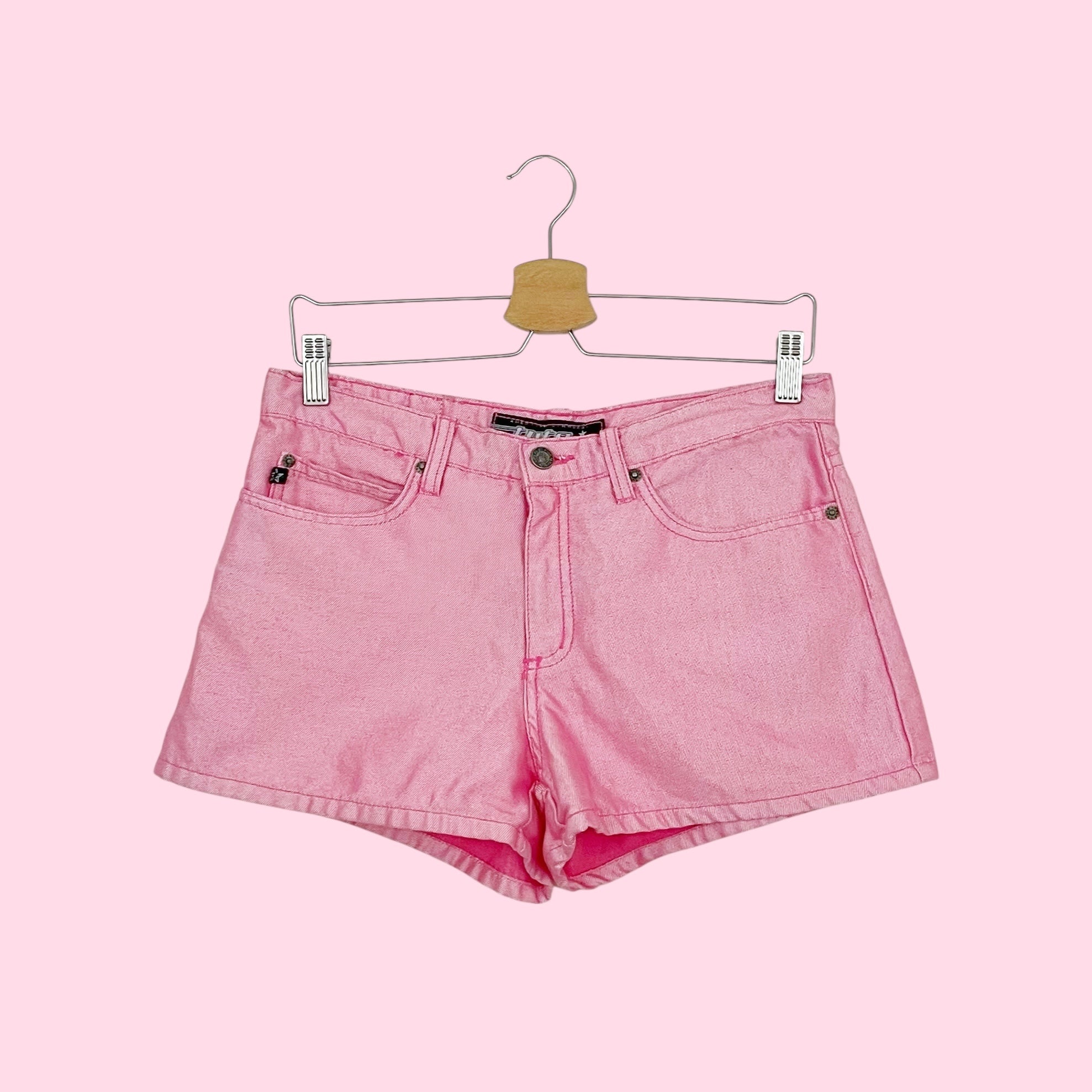 90S PINK METALLIC DENIM SHORTS (6/8)