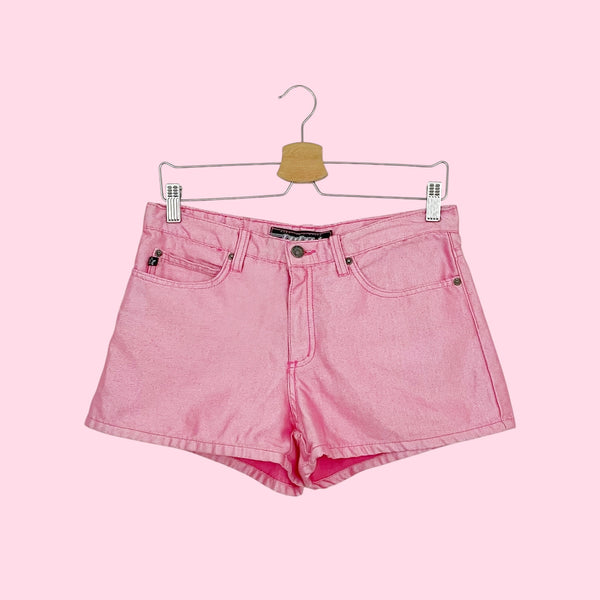 90S PINK METALLIC DENIM SHORTS (6/8)