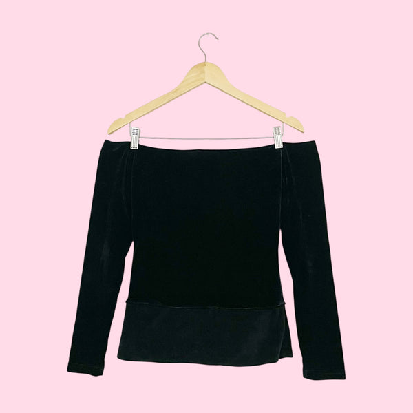 BLACK VELVET OFF THE SHOULDER TOP (M)