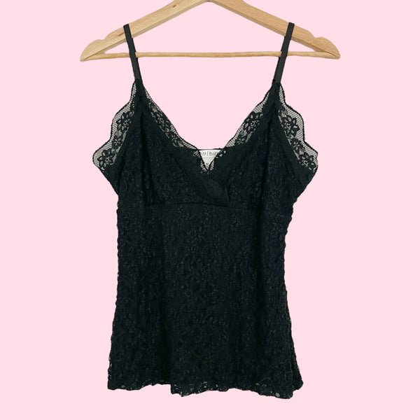 BLACK LACE TANK TOP (M)