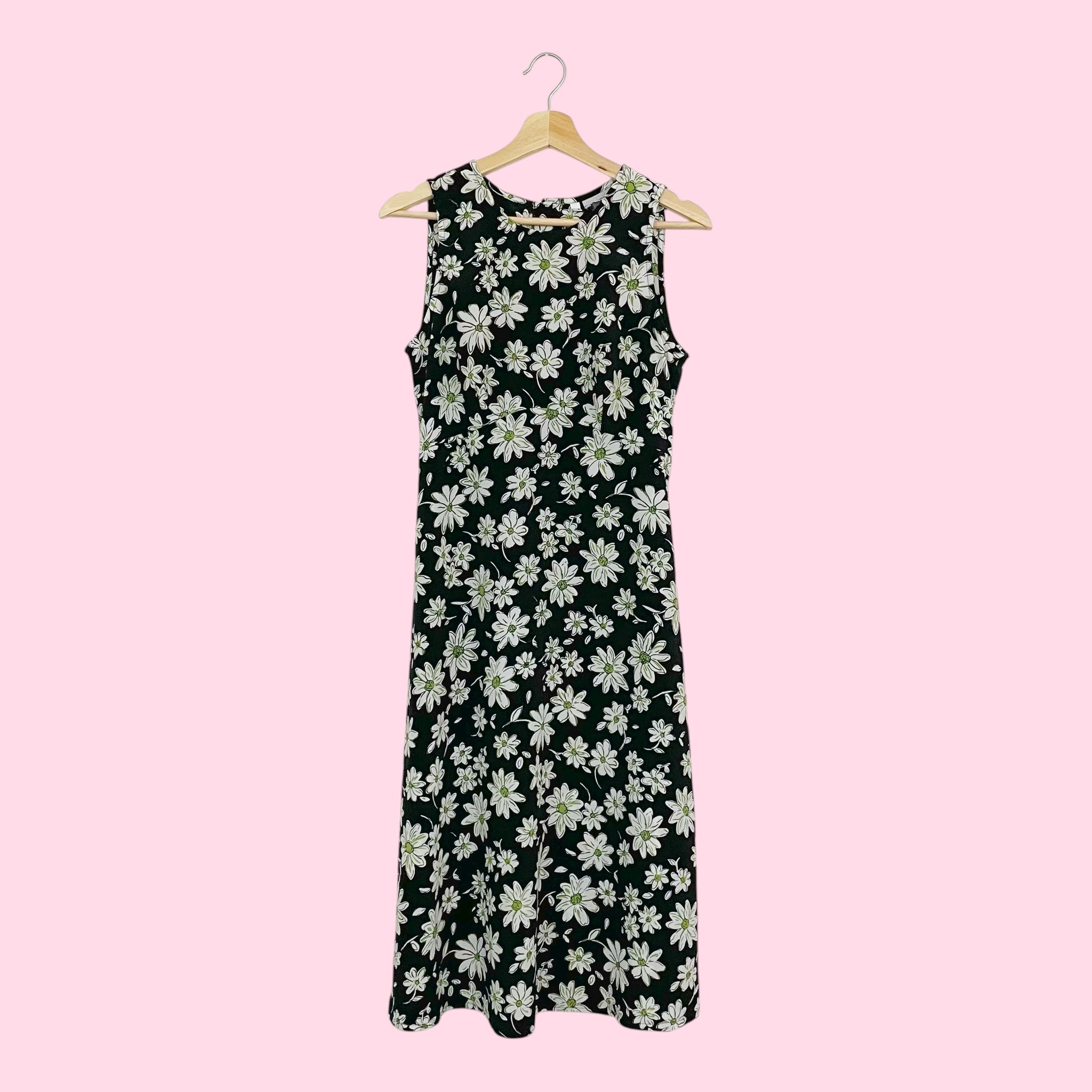 BLACK FLORAL TIE BACK MIDI DRESS (8)