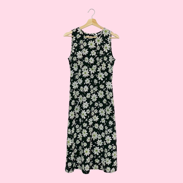 BLACK FLORAL TIE BACK MIDI DRESS (8)