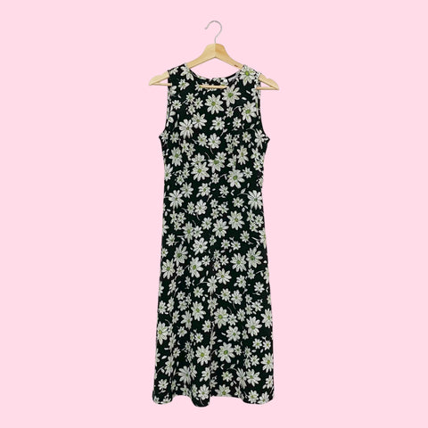 BLACK FLORAL TIE BACK MIDI DRESS (8)