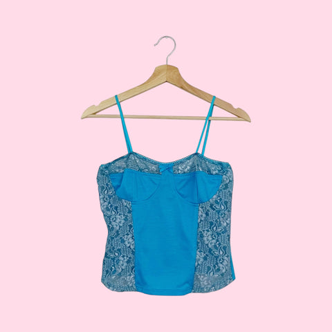 AQUA BLUE LACE PANEL TANK (S)
