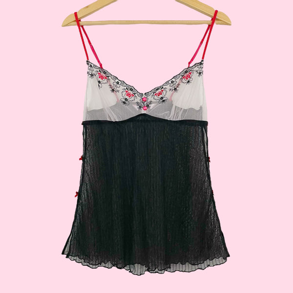VICTORIA'S SECRET EMBROIDERED MESH BABYDOLL (M)