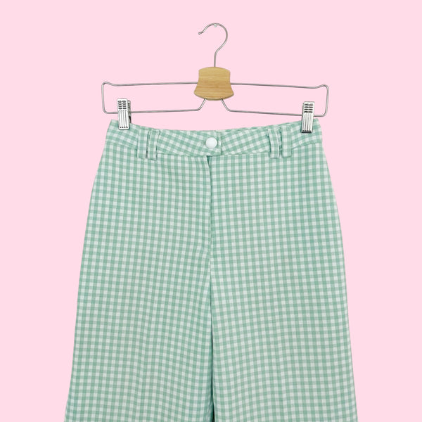 70S GREEN GINGHAM HIGH WAISTED BELLBOTTOMS (26)