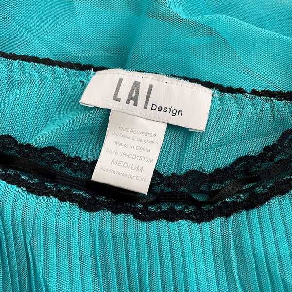 TEAL PLEATED MESH BABYDOLL (M)