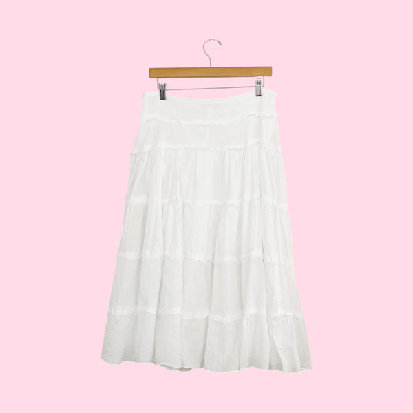 Y2K White Guazey Prairie Skirt (S/M)