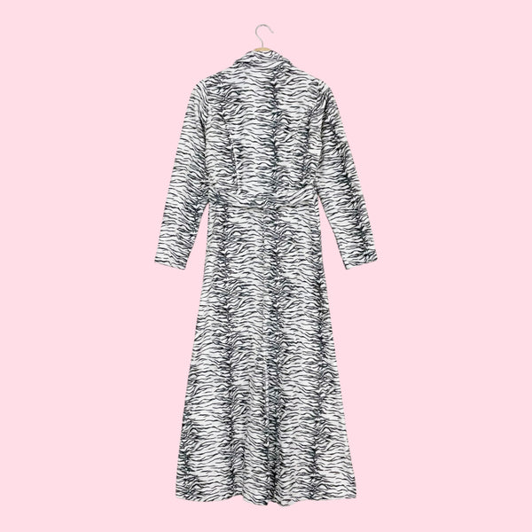 WHITE TIGER FAUX FUR MAXI DUSTER COAT (S)