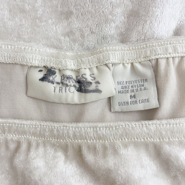 WHITE VELVET MAXI SKIRT (M)