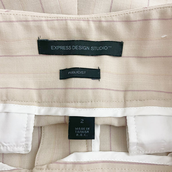 Cream + Burgundy Pinstripe Office Pants (2)