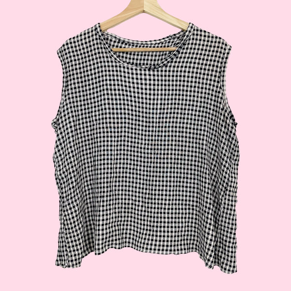 NAVY GINGHAM OPEN BACK TANK (M)