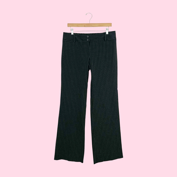 Y2K Black + White Pinstripe Office Pants (8)