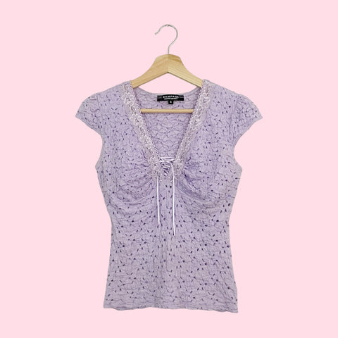 LAVENDER LACE UP TOP (S)