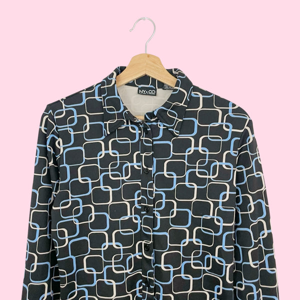 GEOMETRIC PRINT BLOUSE (M)