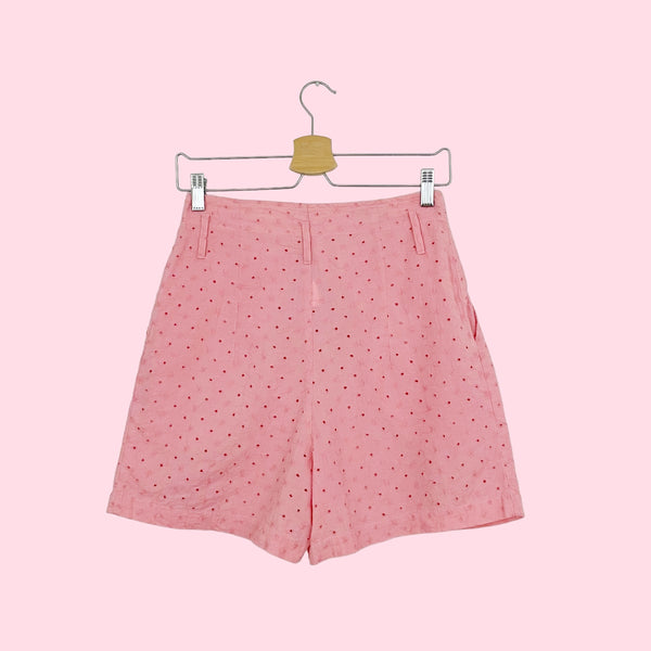 PINK EYELET TROUSER SHORTS (26)