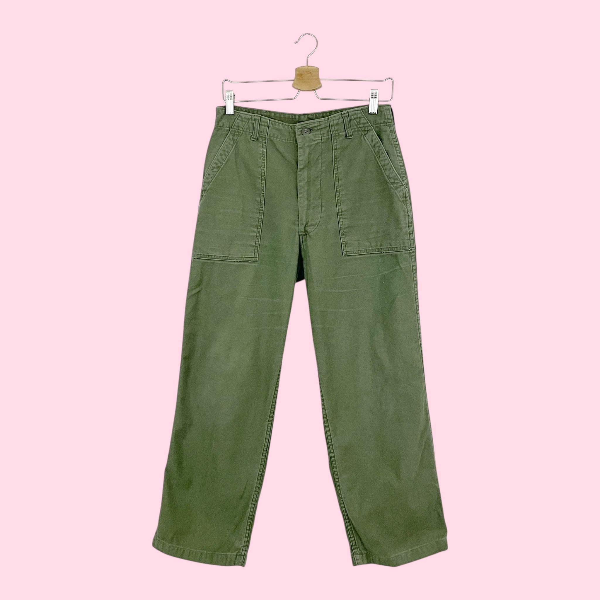 60S OG-107 GREEN MILITARY FATIGUE PANTS (28)