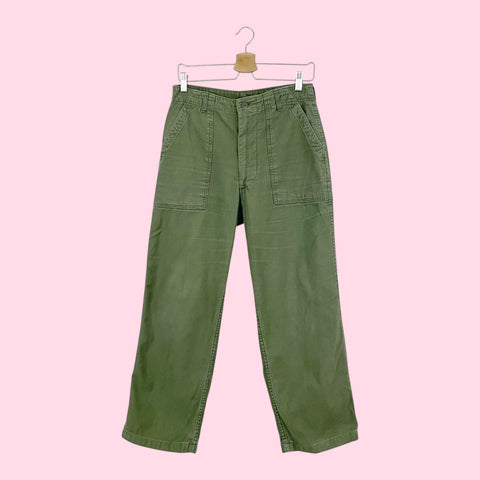 60S OG-107 GREEN MILITARY FATIGUE PANTS (28)
