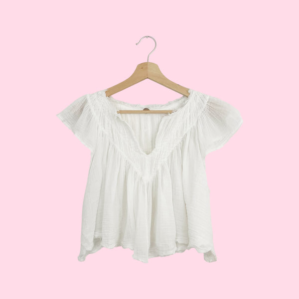 FP One White Cotton Gauze Crop Top (O/S)