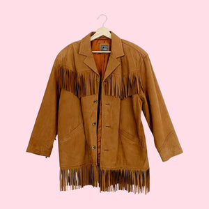 BROWN LEATHER WESTERN FRINGE JACKET (M/L)