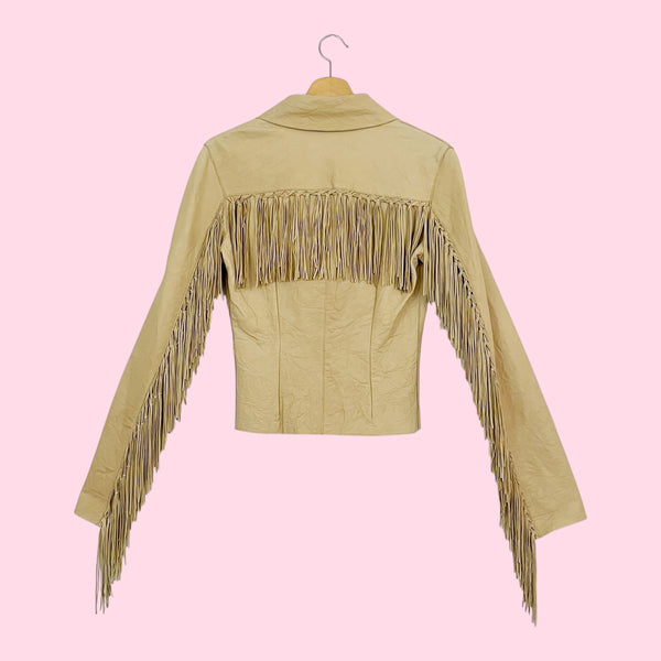 JARBO TAN FRINGE LEATHER JACKET (S)
