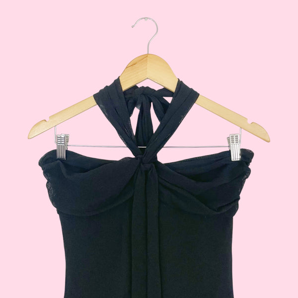 Black Mesh Halter Top (S)