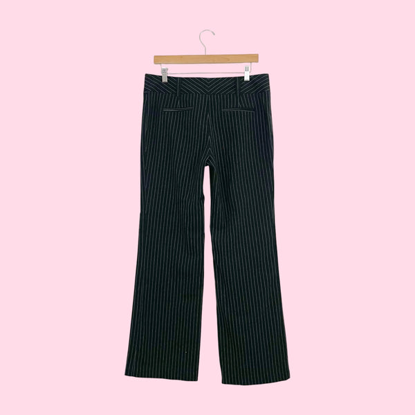 Y2K Black + White Pinstripe Office Pants (8)