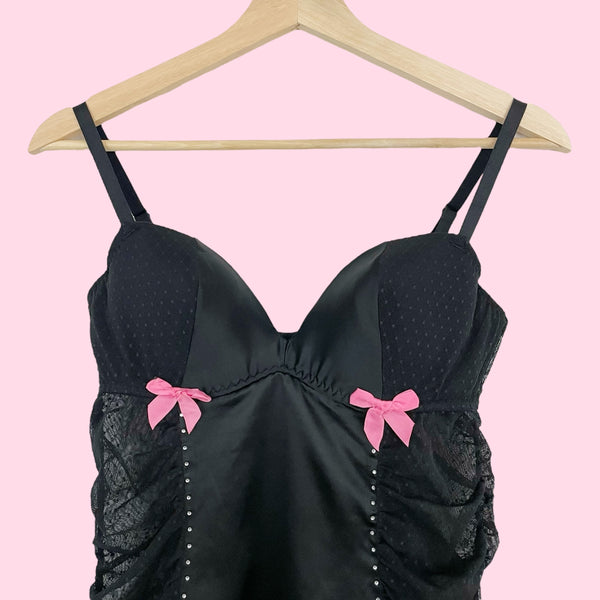 VICTORIA'S SECRET BLACK RHINESTONE BABYDOLL (36C)