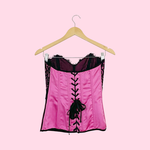 PINK + BLACK BOW CORSET (M)