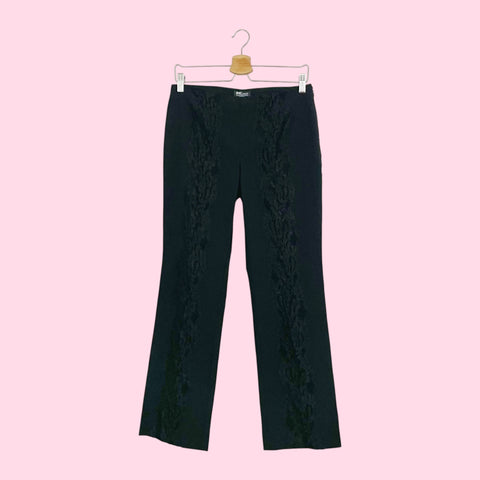 BLACK LACE PANEL STRETCH PANTS (10)