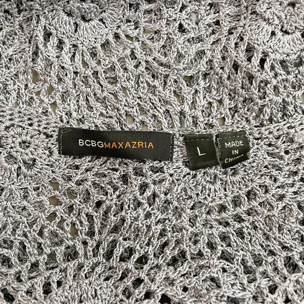 BCBG Silver Crochet Knit Top (M)