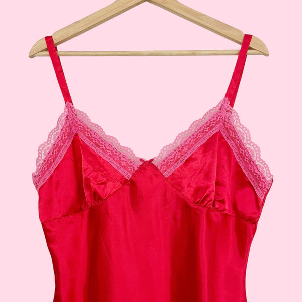 RED + PINK SATIN CAMI (L)