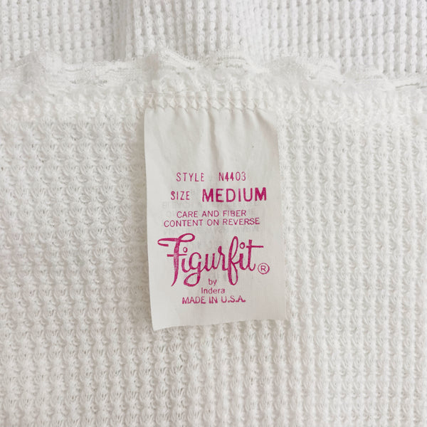 White Thermal Top w/ Floral Patches (S)