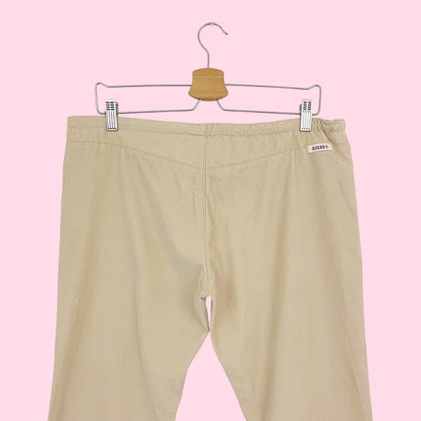 GUESS CORDUROY LOW RISE DRAWSTRING PANTS (L)