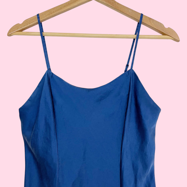 VICTORIA'S SECRET BLUE SILK SLIP DRESS (S)