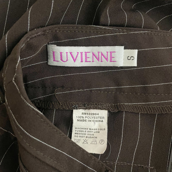 Y2K Brown Pinstripe Cuffed Capris (XS/S)