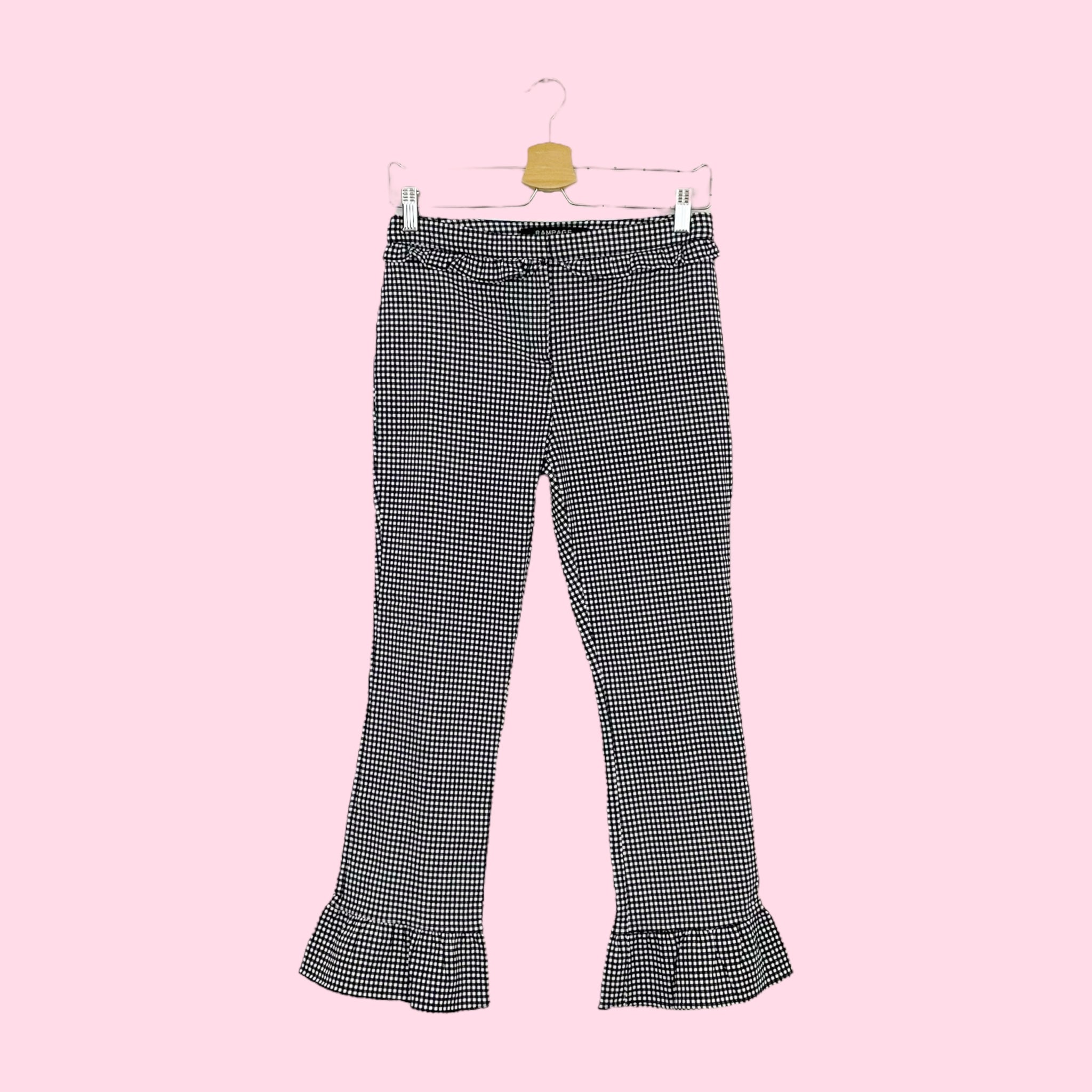 BLACK + WHITE GINGHAM RUFFLE CAPRIS (M)