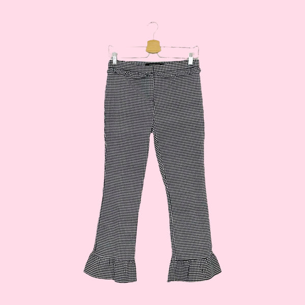 BLACK + WHITE GINGHAM RUFFLE CAPRIS (M)