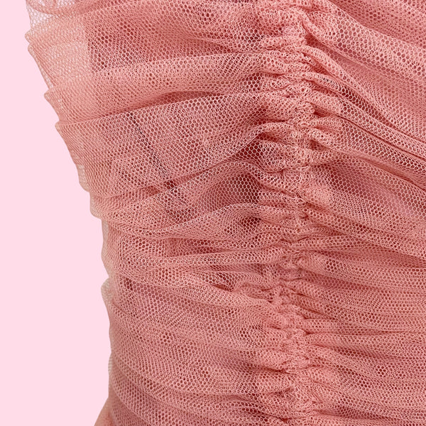 BETSEY JOHNSON GATHERED TULLE STRAPLESS PARTY DRESS (4/6)