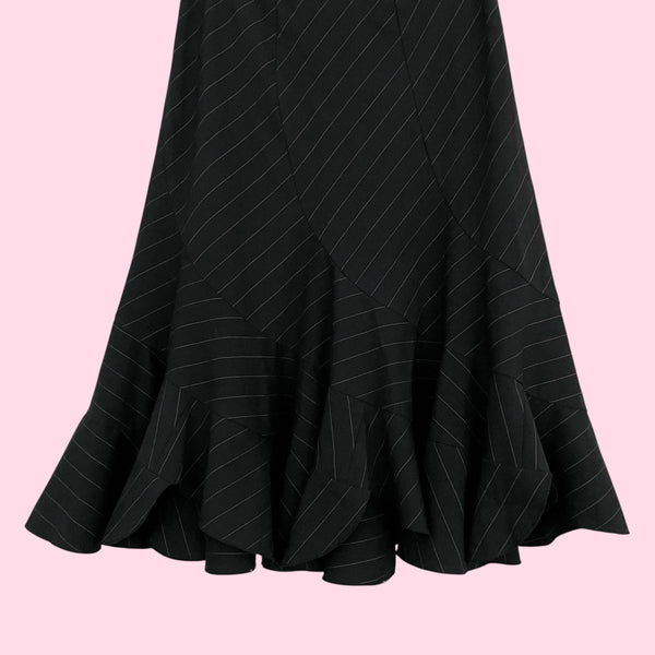 BLACK + PINK PINSTRIPE PANELED MIDI SKIRT (8)