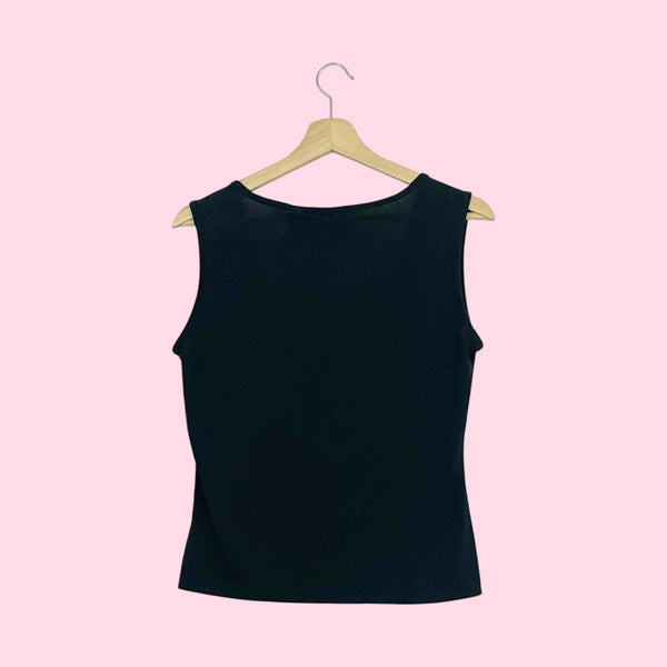 BLACK GATHERED BUST TANK (L)
