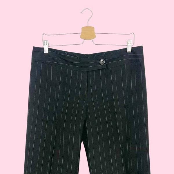 Y2K Black + Pink Pinstripe Office Pants (XL)