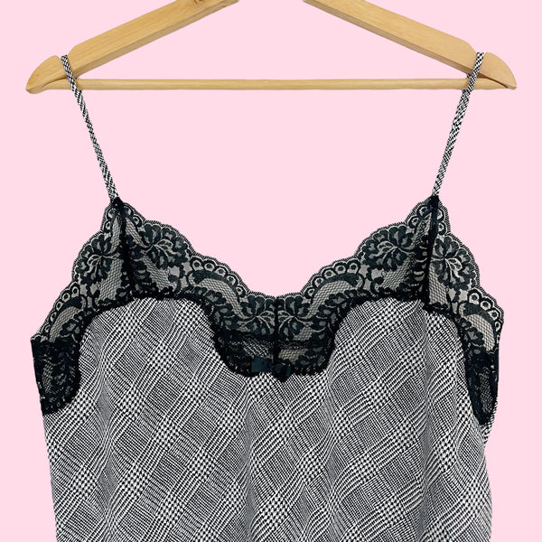 BLACK + WHITE HOUNDSTOOTH SLIP TANK (M)