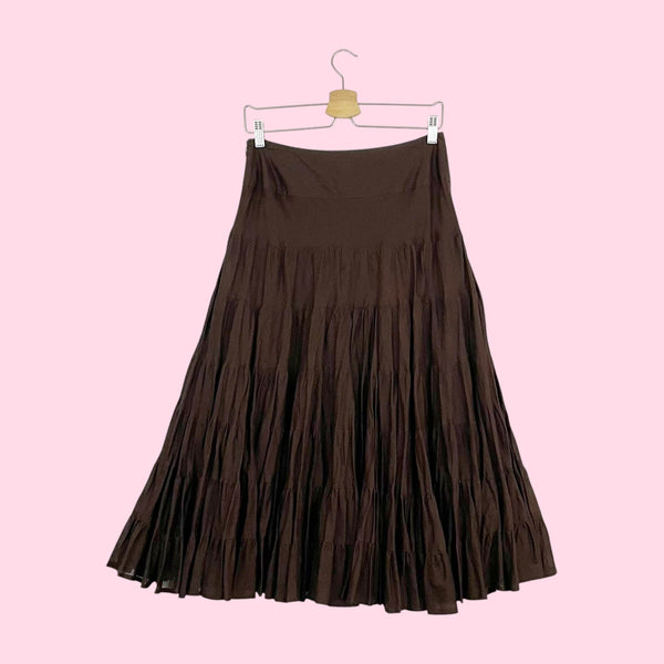 BROWN TIERED MIDI SKIRT (4)