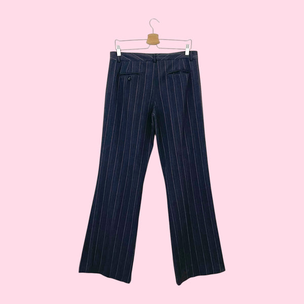 GRAY + PINK PINSTRIPE OFFICE PANTS (12)