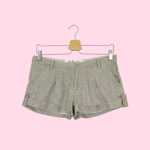 METALLIC LINEN LOW RISE SHORTS (S)