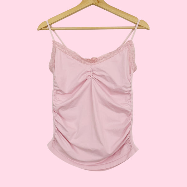 GUESS LIGHT PINK RUCHED TANK (M)
