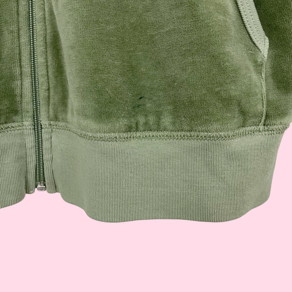 Y2K JUICY COUTURE GREEN VELOUR HOODIE (XL)